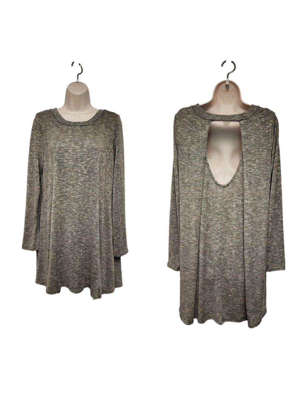 Charlotte Russe Long Sleeve Open Back Tunic Sweater Color Black Size XL